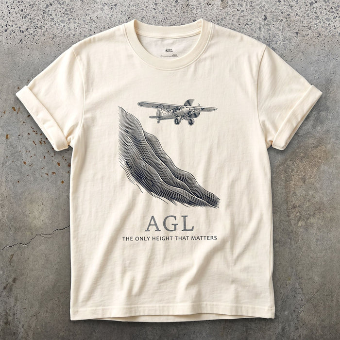 AGL, the Only Height That Matters design on a Natural Gildan Softstyle t-shirt