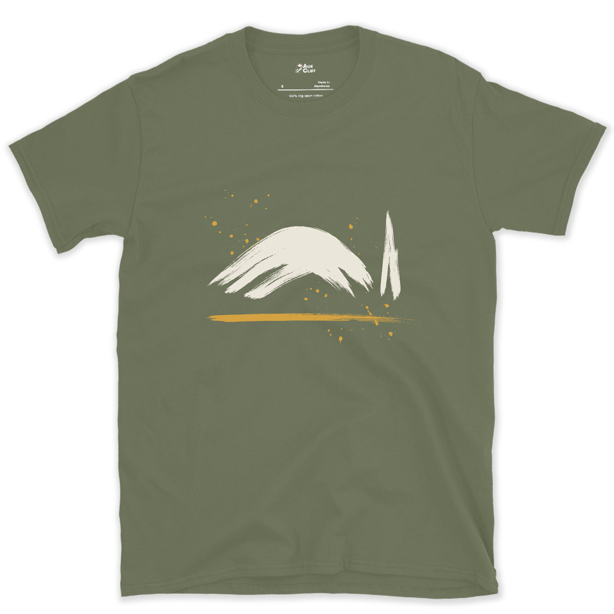 A Dome and a Needle, Mont Blanc design on a Military Green Gildan Softstyle t-shirt
