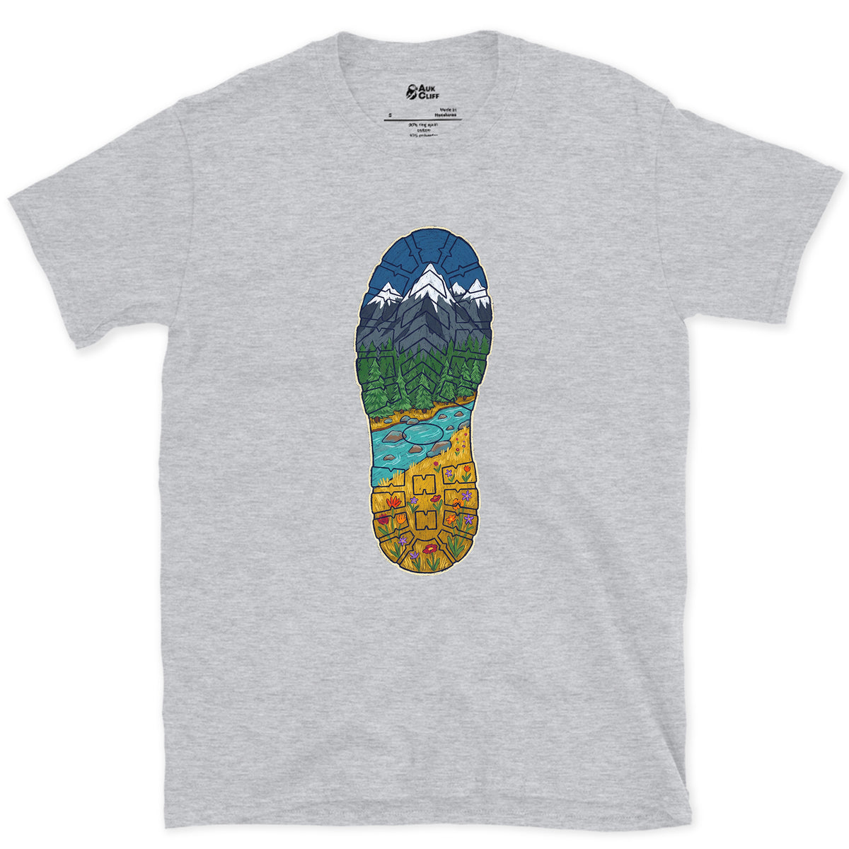 A Whole Valley in the Boot Tread design on a Sport Grey Gildan Softstyle t-shirt