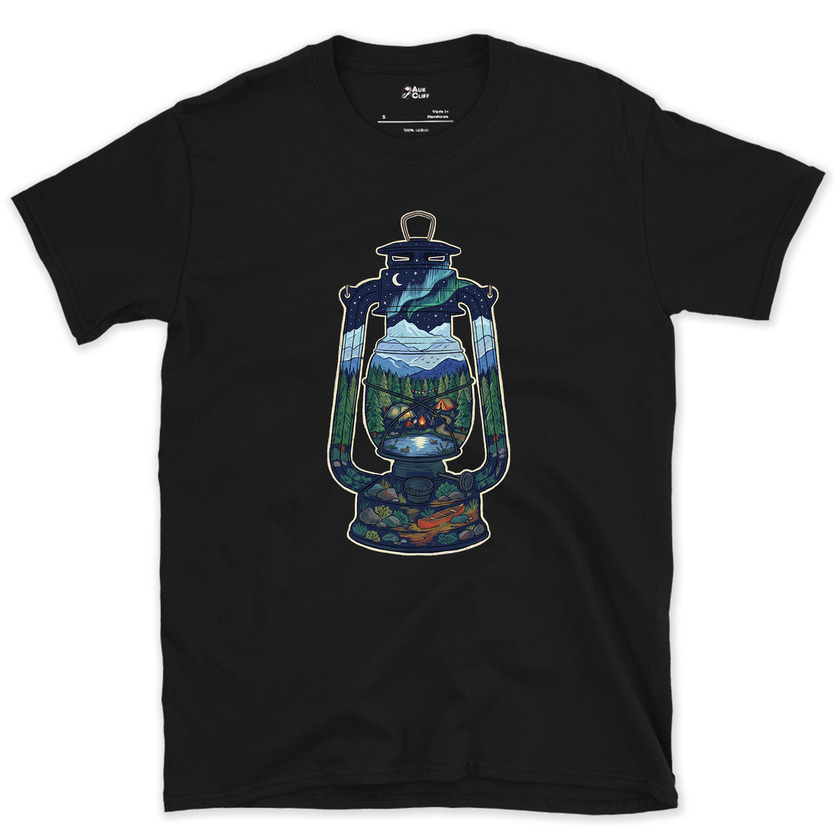 A Whole Camp in One Lantern design on a Black Gildan Softstyle t-shirt