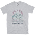 Above the Clouds, Mountain Club design on a Sport Grey Gildan Softstyle t-shirt