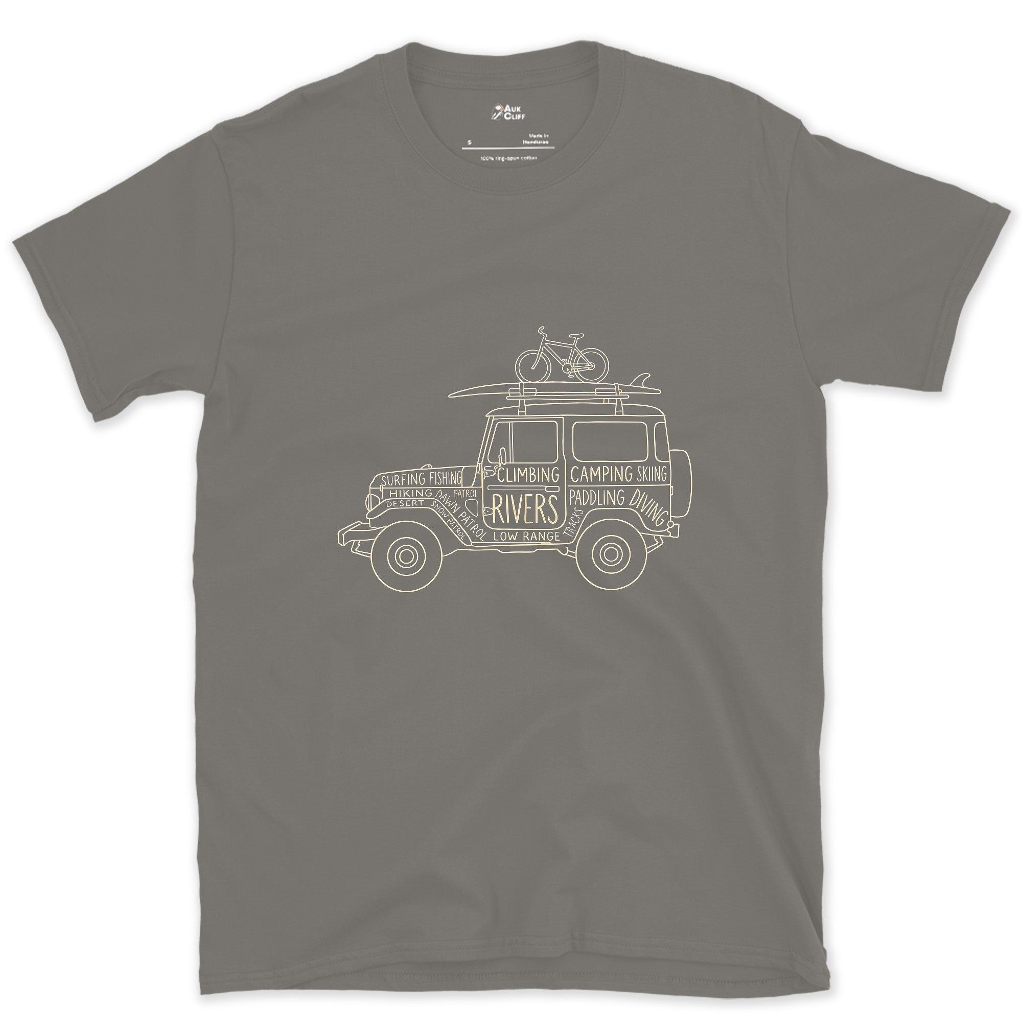 Thirteen Words for What This Wagon Does design on a Charcoal Gildan Softstyle t-shirt