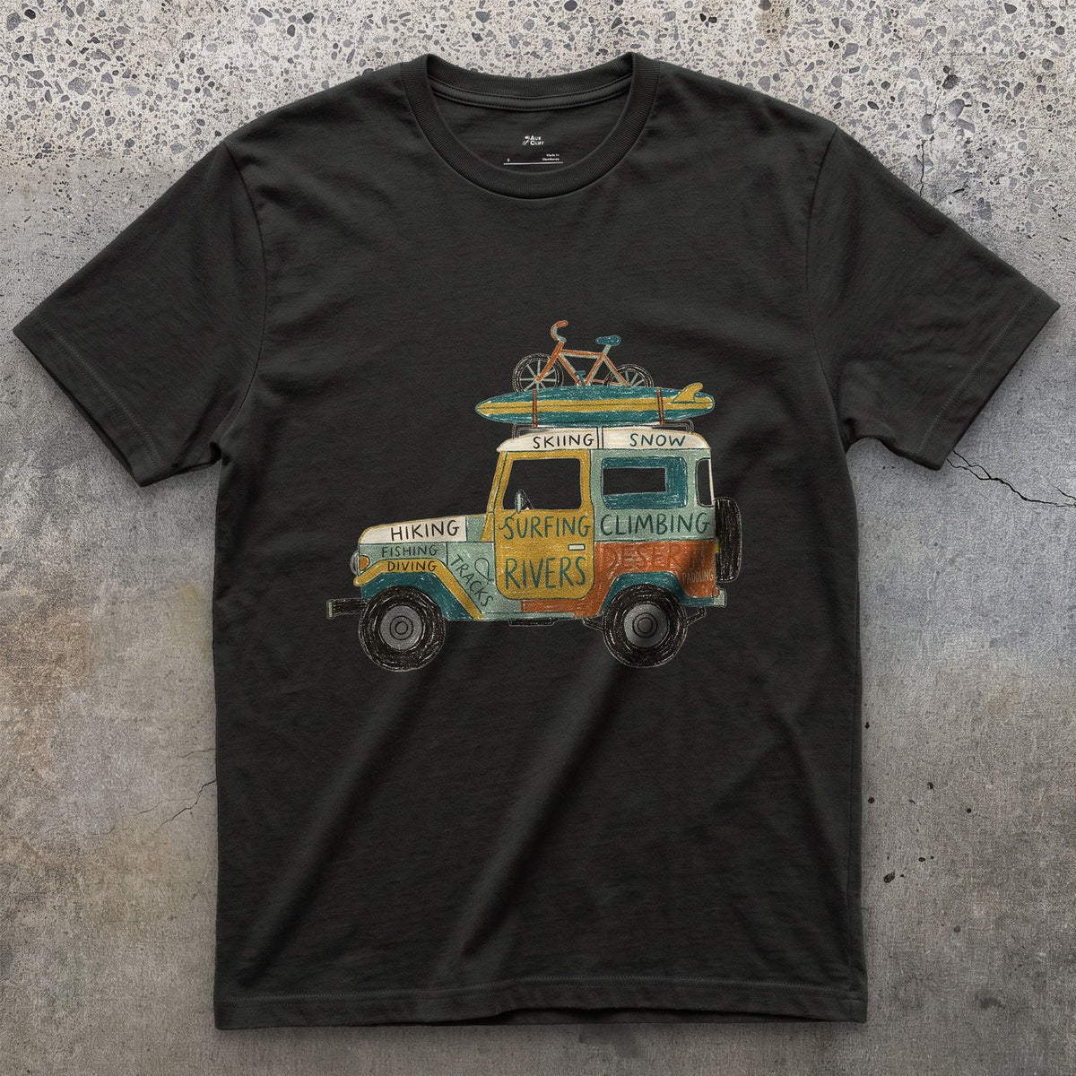 The 4x4 Door Is a Scoreboard design on a Black Gildan Softstyle t-shirt