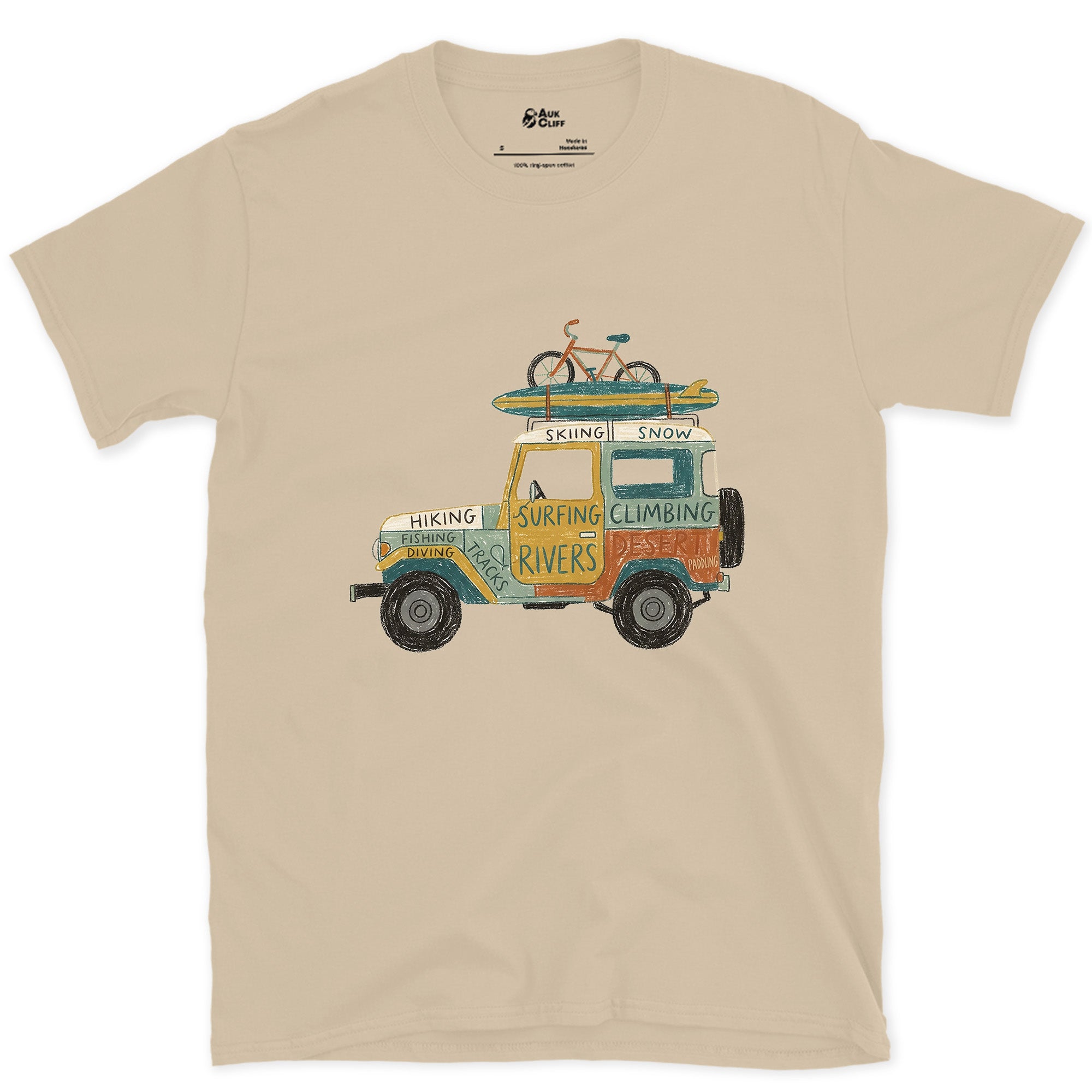 The 4x4 Door Is a Scoreboard design on a Sand Gildan Softstyle t-shirt