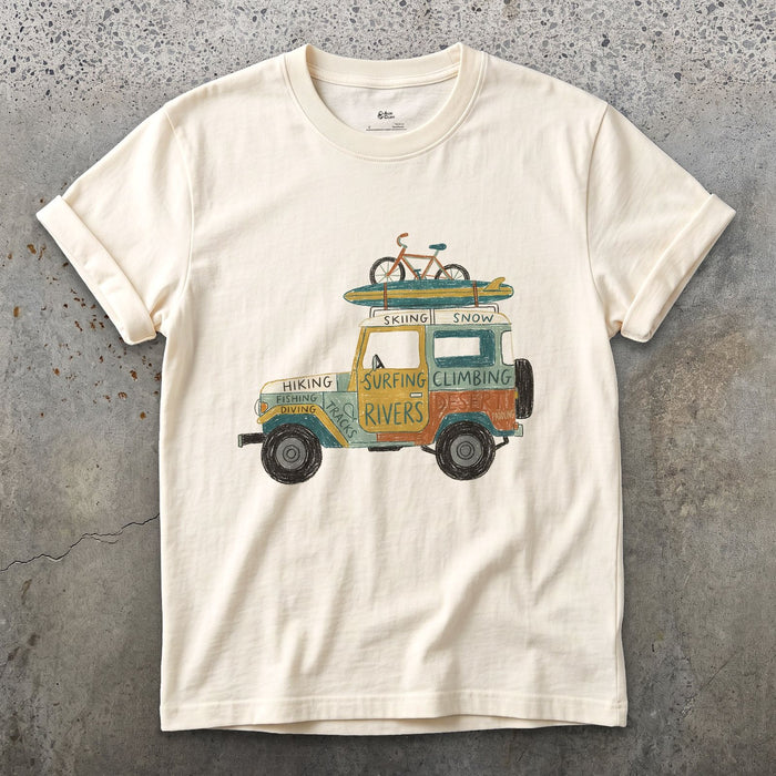 The 4x4 Door Is a Scoreboard design on a Natural Gildan Softstyle t-shirt