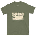 Top Billing Over a Small Dark Wagon design on a Military Green Gildan Softstyle t-shirt