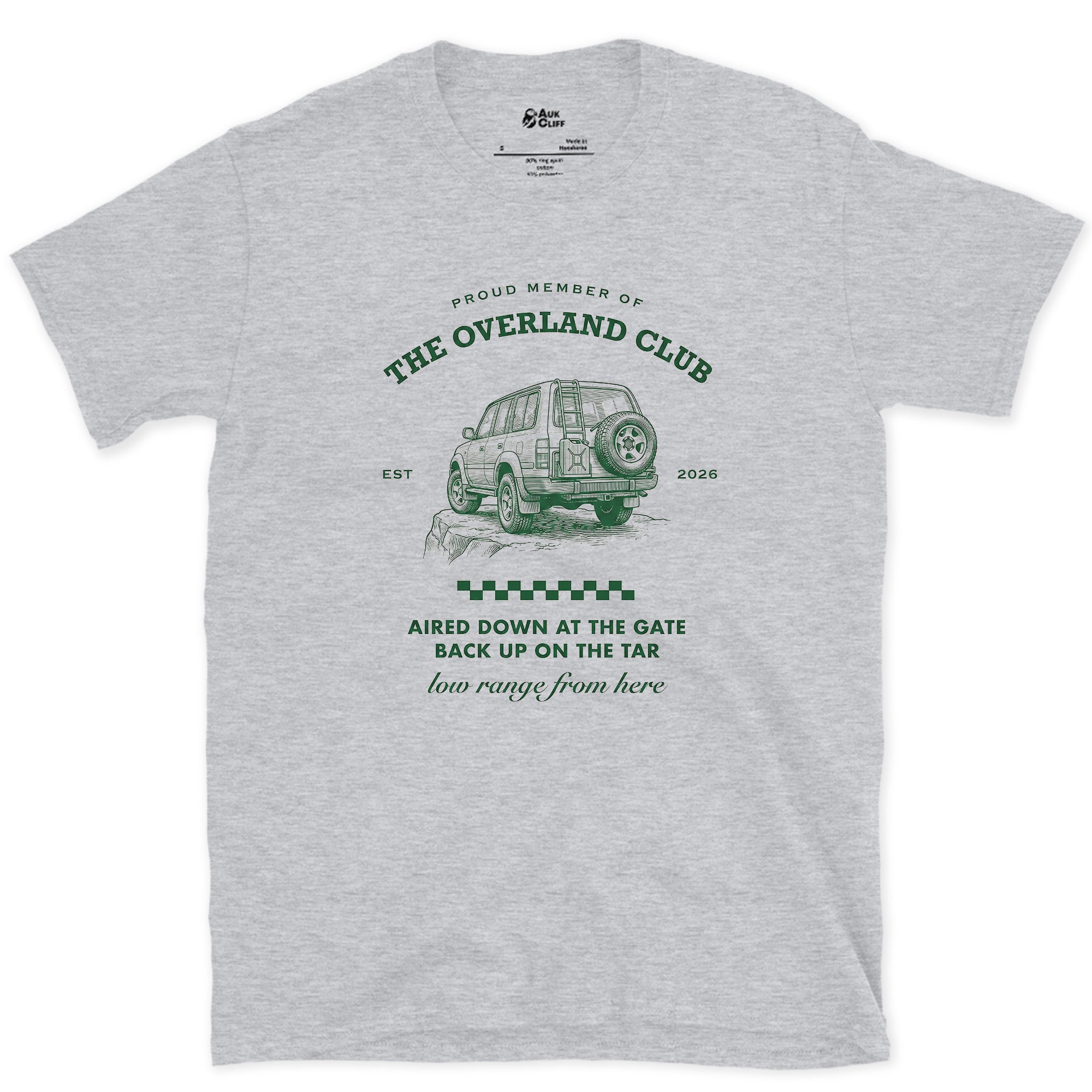 Aired Down at the Gate, Back Up on the Tar design on a Sport Grey Gildan Softstyle t-shirt
