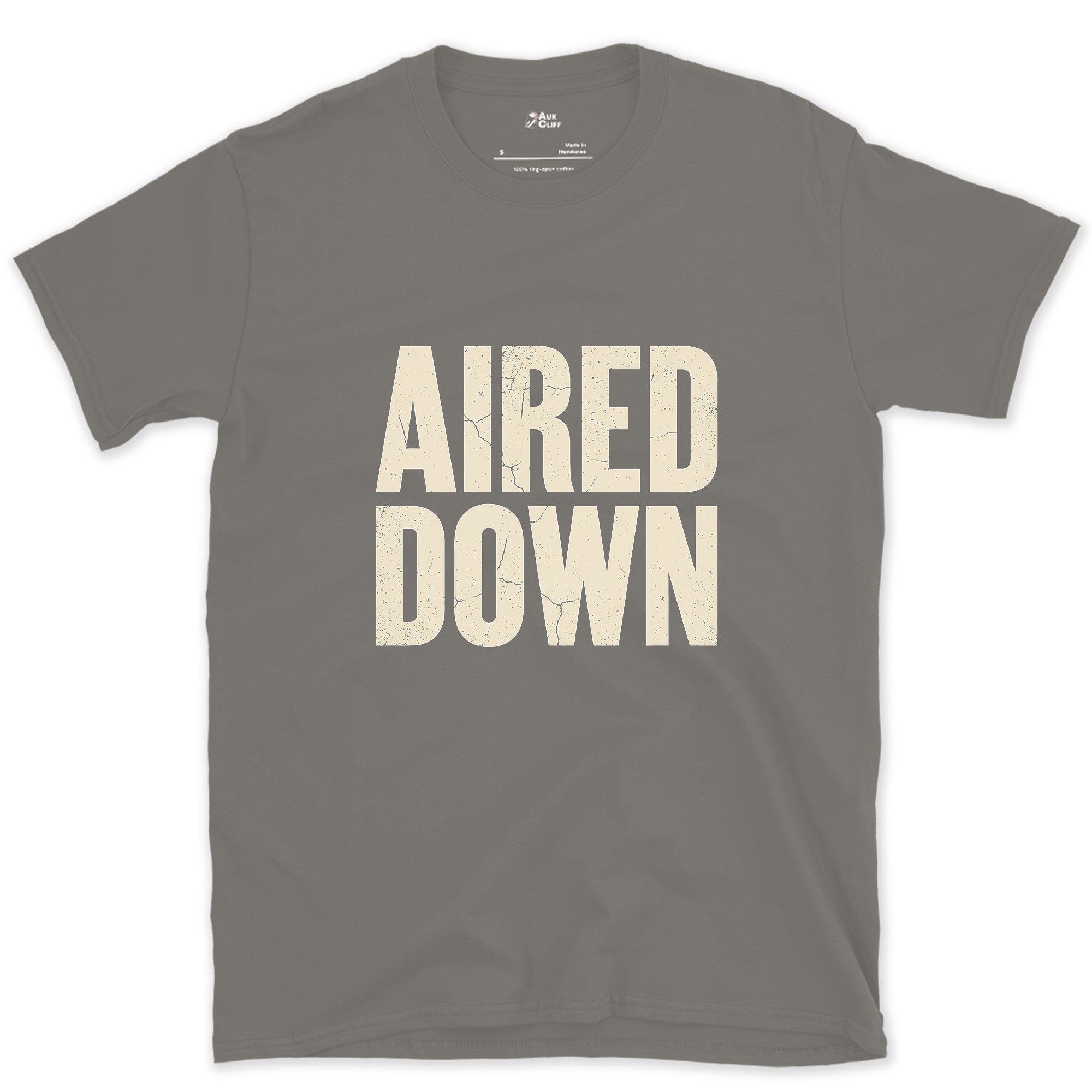 Aired Down, Stamped After a Few Too Many Trail Days design on a Charcoal Gildan Softstyle t-shirt