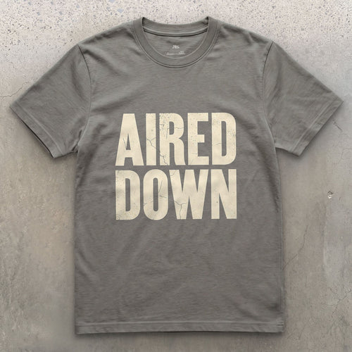 Aired Down, Stamped After a Few Too Many Trail Days design on a Charcoal Gildan Softstyle t-shirt