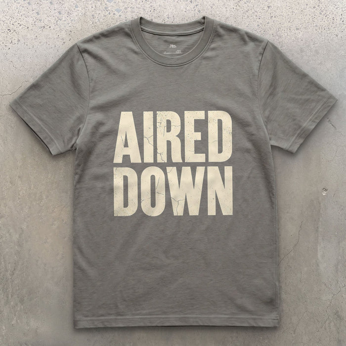 Aired Down, Stamped After a Few Too Many Trail Days design on a Charcoal Gildan Softstyle t-shirt