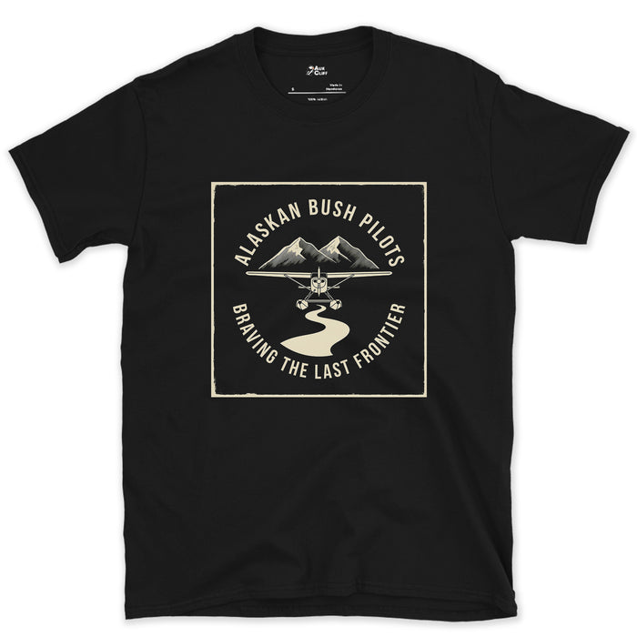 Alaskan Bush Pilots, Float Plane Badge design on a Black Gildan Softstyle t-shirt