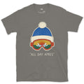 All Day Apres, Beanie and Goggles design on a Charcoal Gildan Softstyle t-shirt
