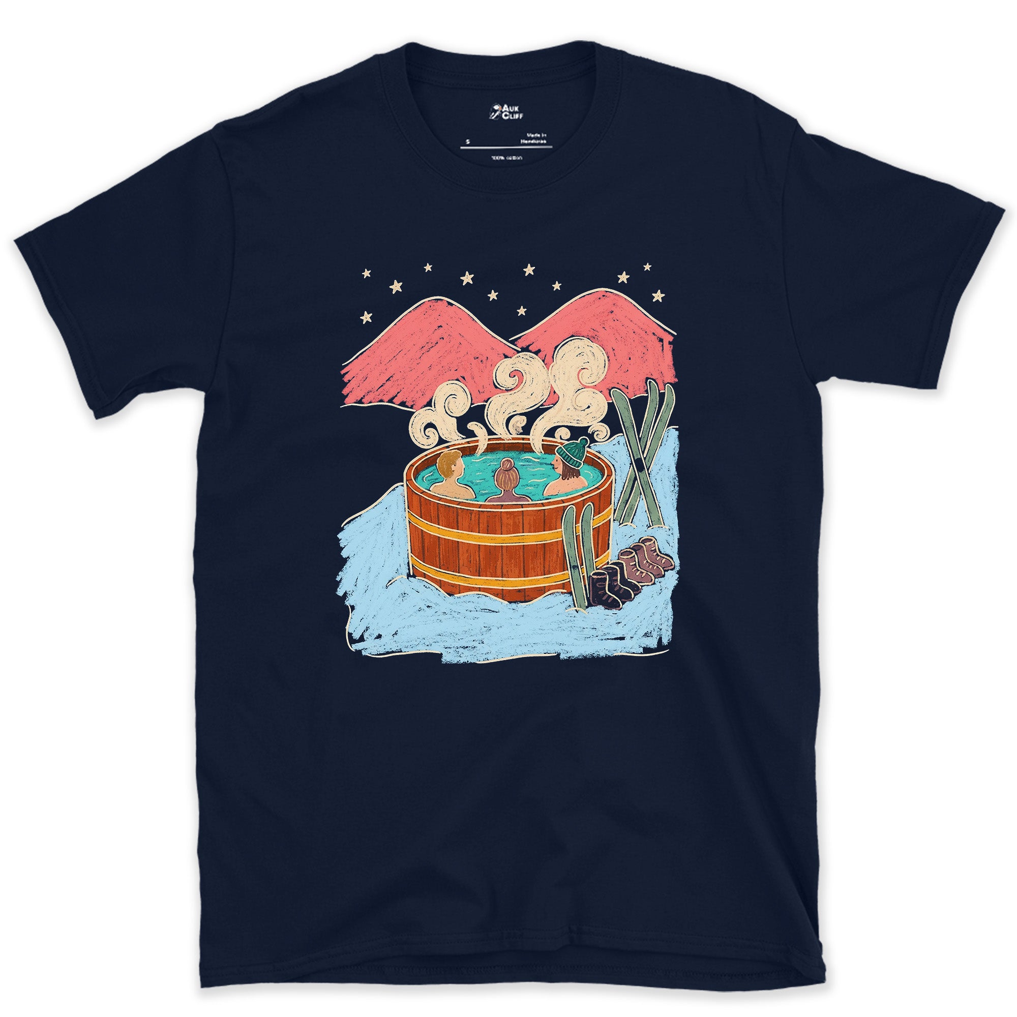 The Reward for a Ski Day Already Earned design on a Navy Gildan Softstyle t-shirt