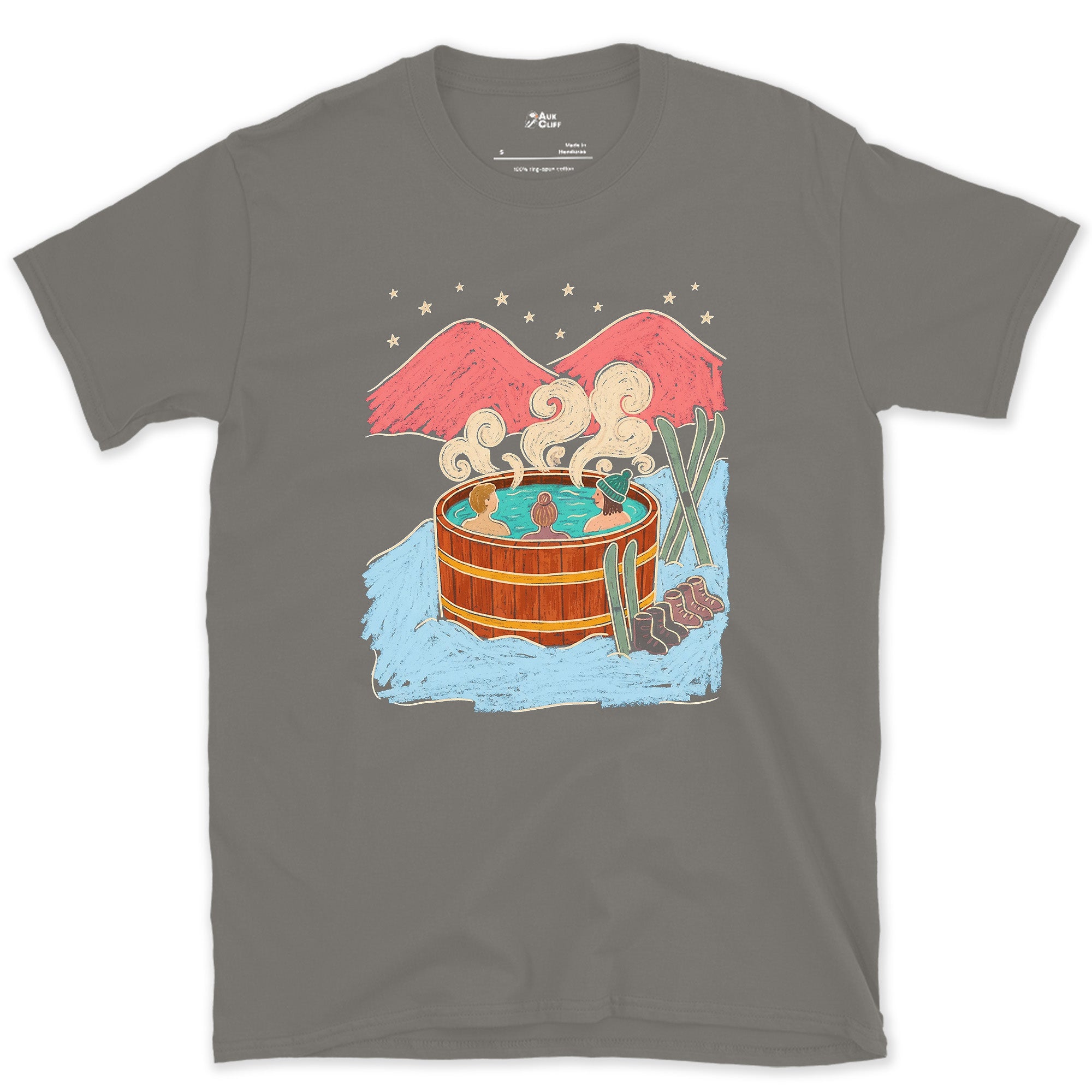 The Reward for a Ski Day Already Earned design on a Charcoal Gildan Softstyle t-shirt