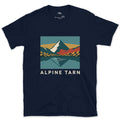 Alpine Tarn, Mountain on Both Sides design on a Navy Gildan Softstyle t-shirt
