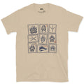 Four Signs Read Off the Trail design on a Sand Gildan Softstyle t-shirt