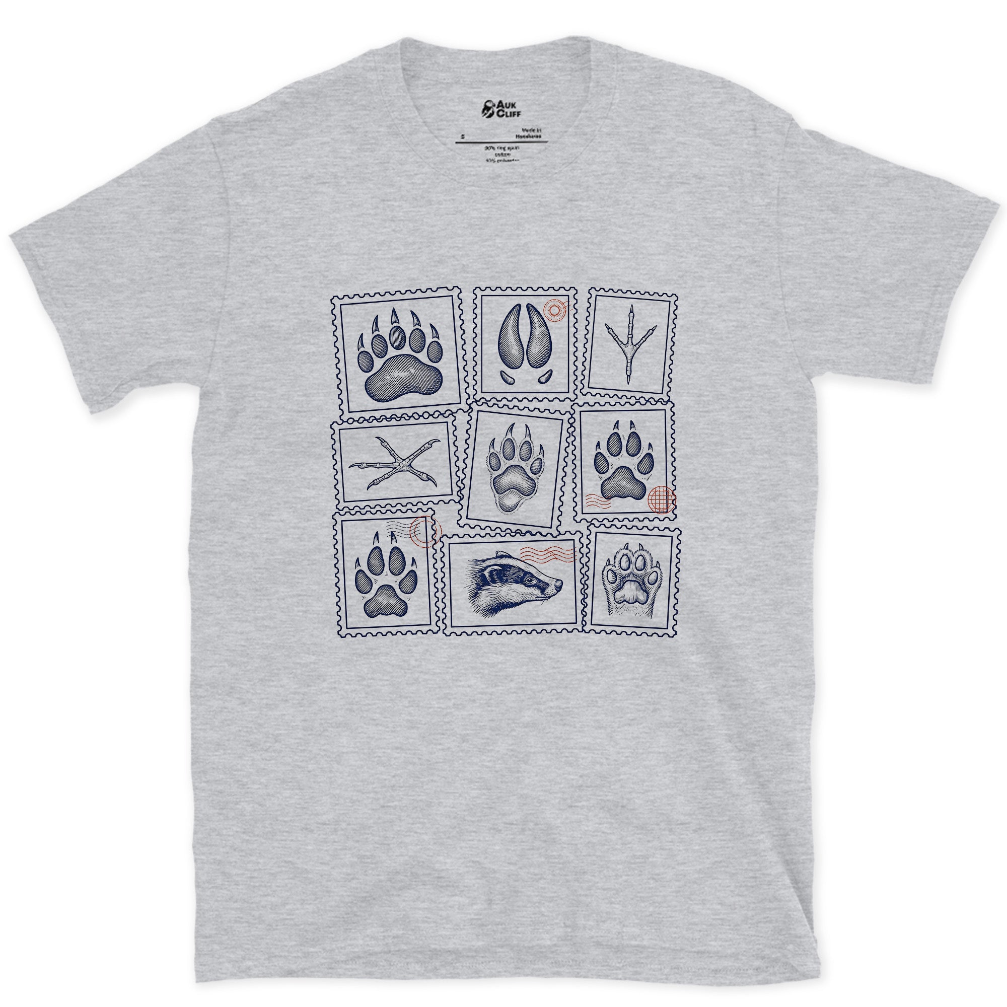 Four Signs Read Off the Trail design on a Sport Grey Gildan Softstyle t-shirt