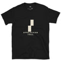 Appalachian Trail Double Blaze design on a Black Gildan Softstyle t-shirt