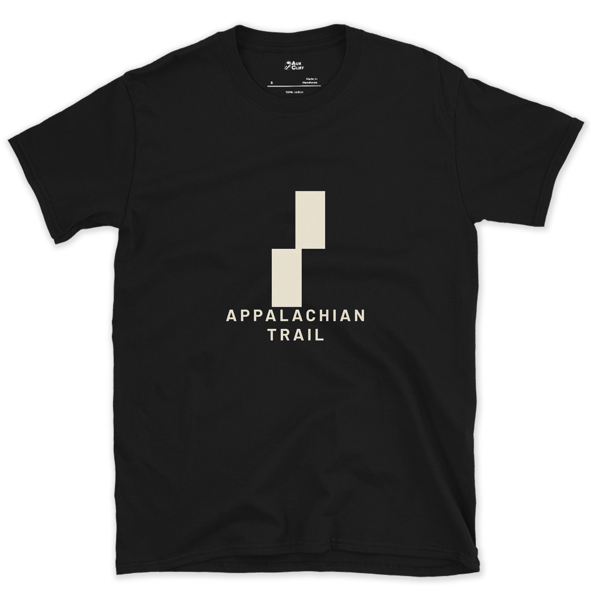 Appalachian Trail Double Blaze design on a Black Gildan Softstyle t-shirt
