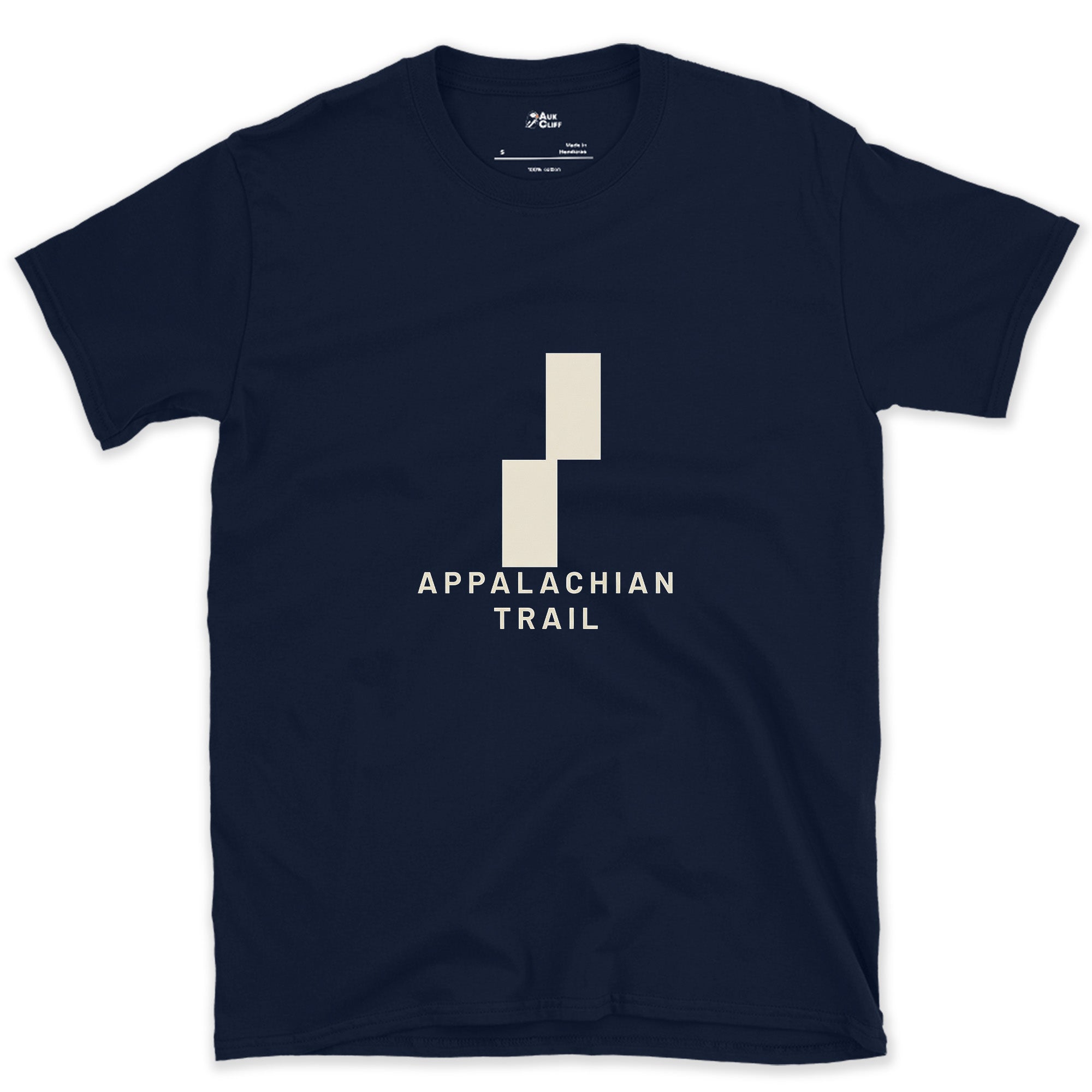 Appalachian Trail Double Blaze design on a Navy Gildan Softstyle t-shirt