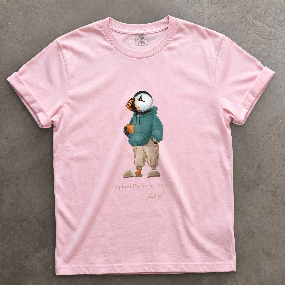 Captain Puffin Trail Après on a Blossom Comfort Colors t-shirt