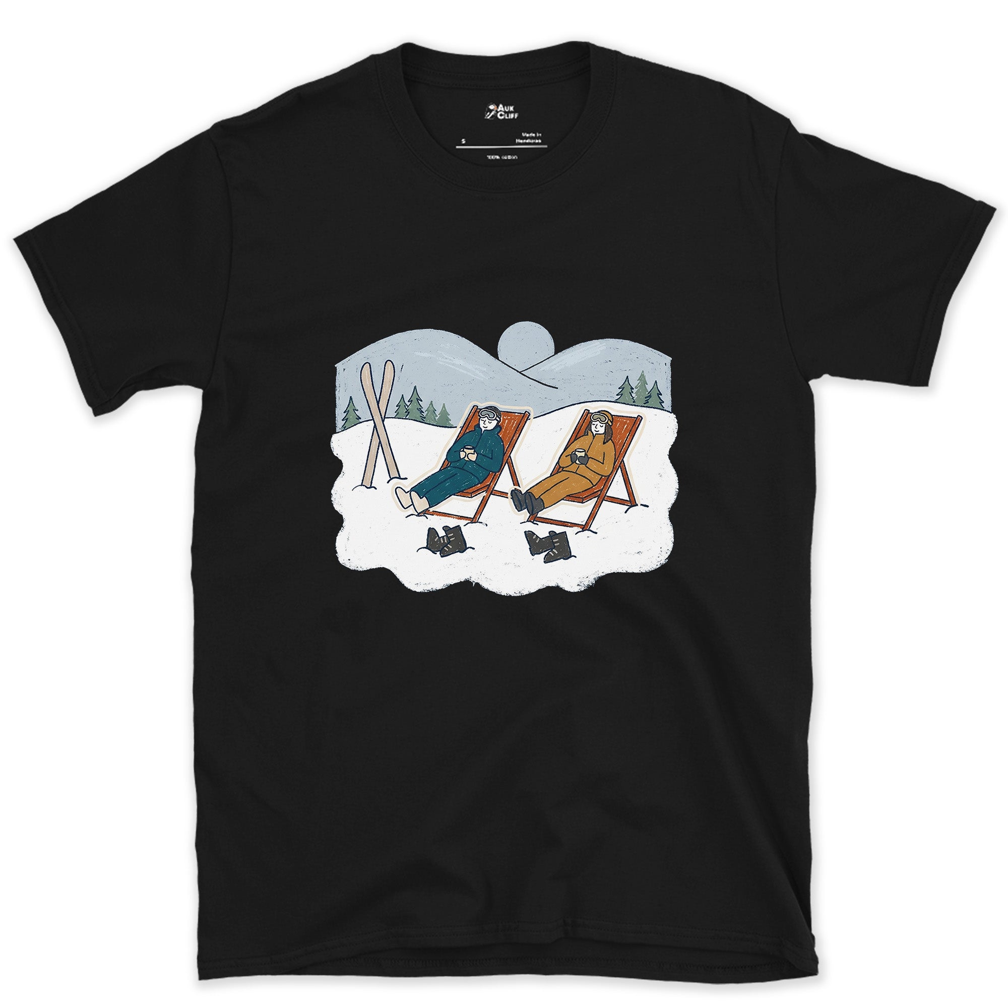 Facing the Sun, Not the Slope design on a Black Gildan Softstyle t-shirt