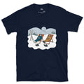 Facing the Sun, Not the Slope design on a Navy Gildan Softstyle t-shirt