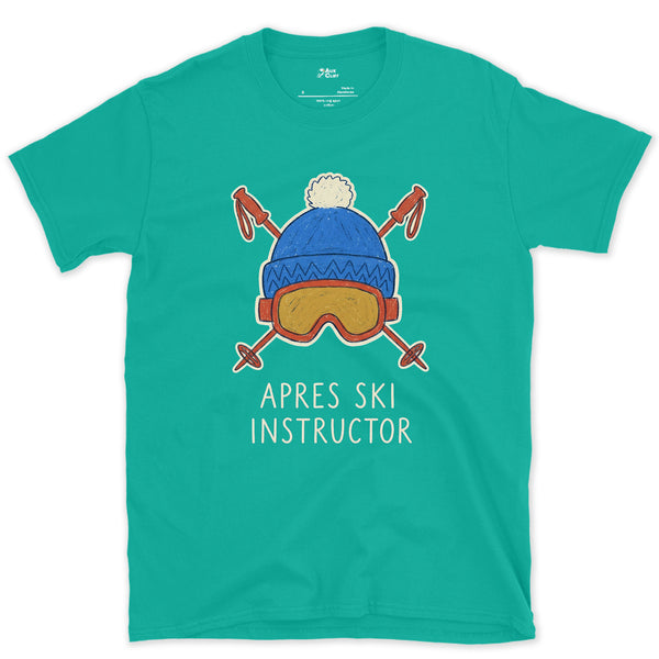 The Bar Crawl's Uniform, Apres Ski Instructor design on a Jade Dome Gildan Softstyle t-shirt