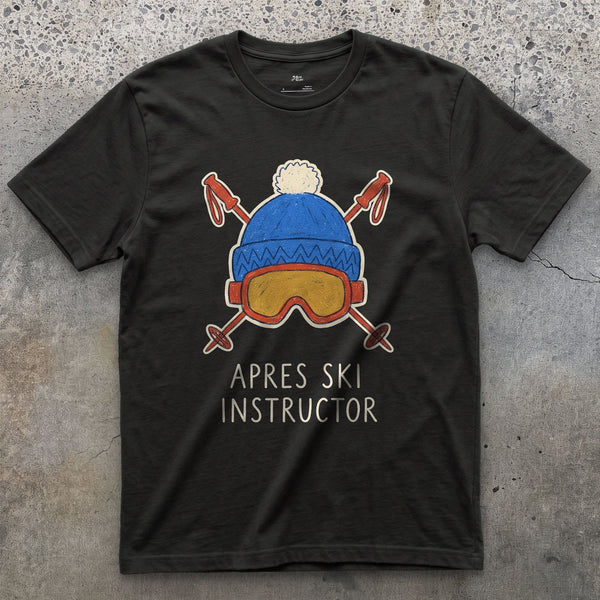 The Bar Crawl's Uniform, Apres Ski Instructor design on a Black Gildan Softstyle t-shirt
