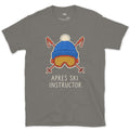 The Bar Crawl's Uniform, Apres Ski Instructor design on a Charcoal Gildan Softstyle t-shirt