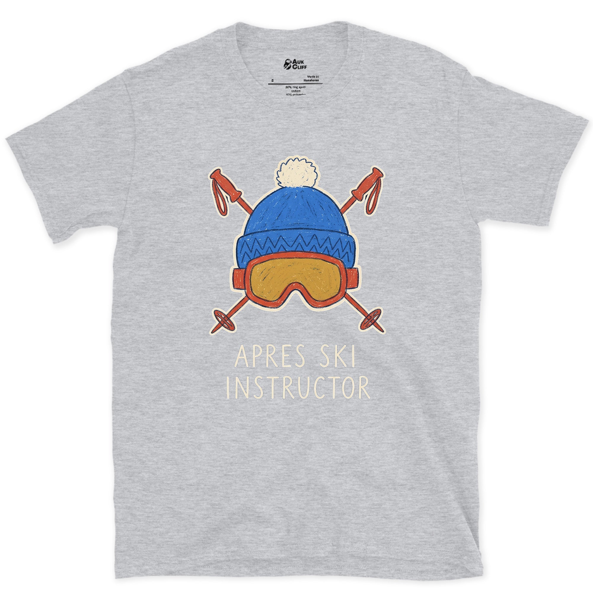 The Bar Crawl's Uniform, Apres Ski Instructor design on a Sport Grey Gildan Softstyle t-shirt