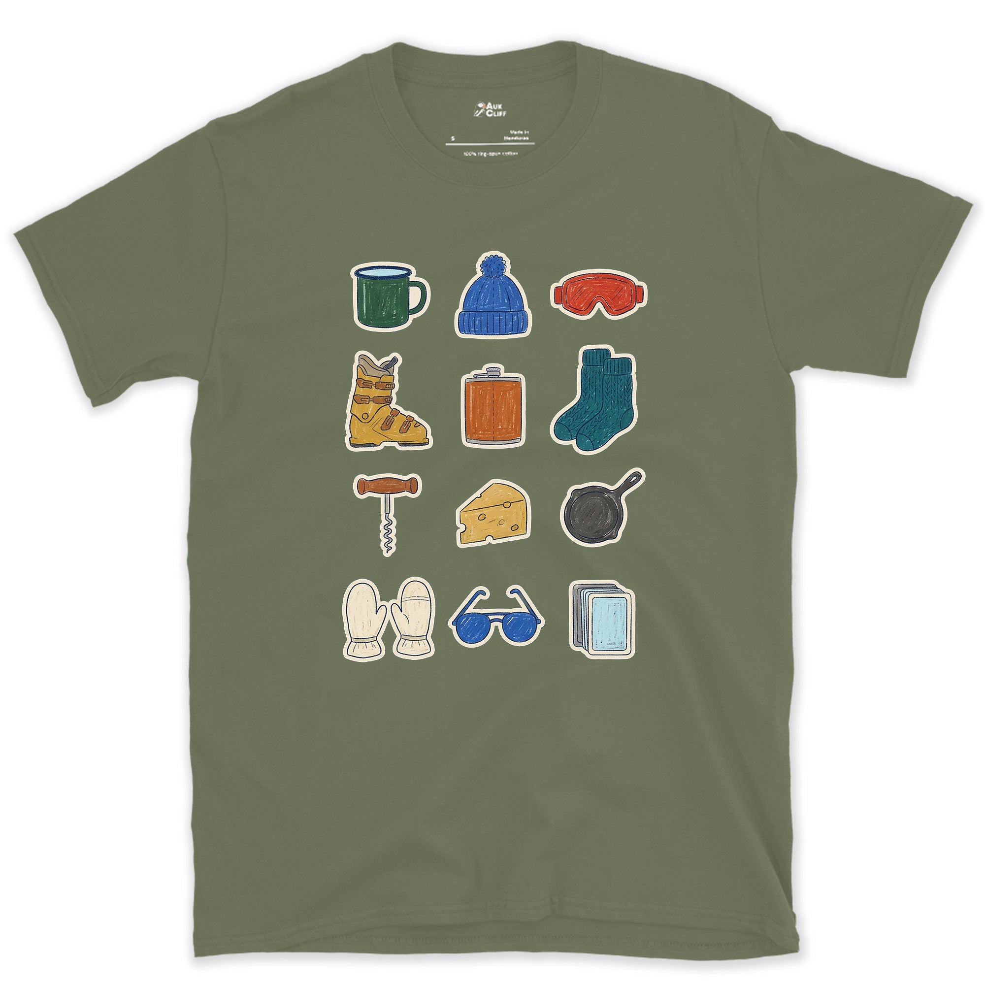 The List Nobody Writes Down, Apres Kit design on a Military Green Gildan Softstyle t-shirt