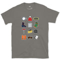 The Checklist for the End of a Ski Day design on a Charcoal Gildan Softstyle t-shirt
