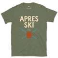 Apres Ski With Crossed Skis and a Mug design on a Military Green Gildan Softstyle t-shirt