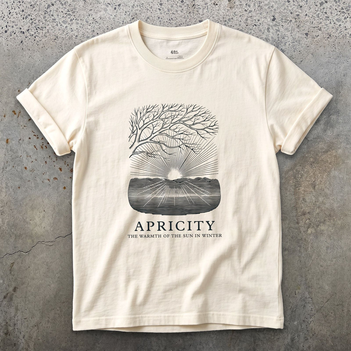 Apricity, the Warmth of the Sun in Winter design on a Natural Gildan Softstyle t-shirt