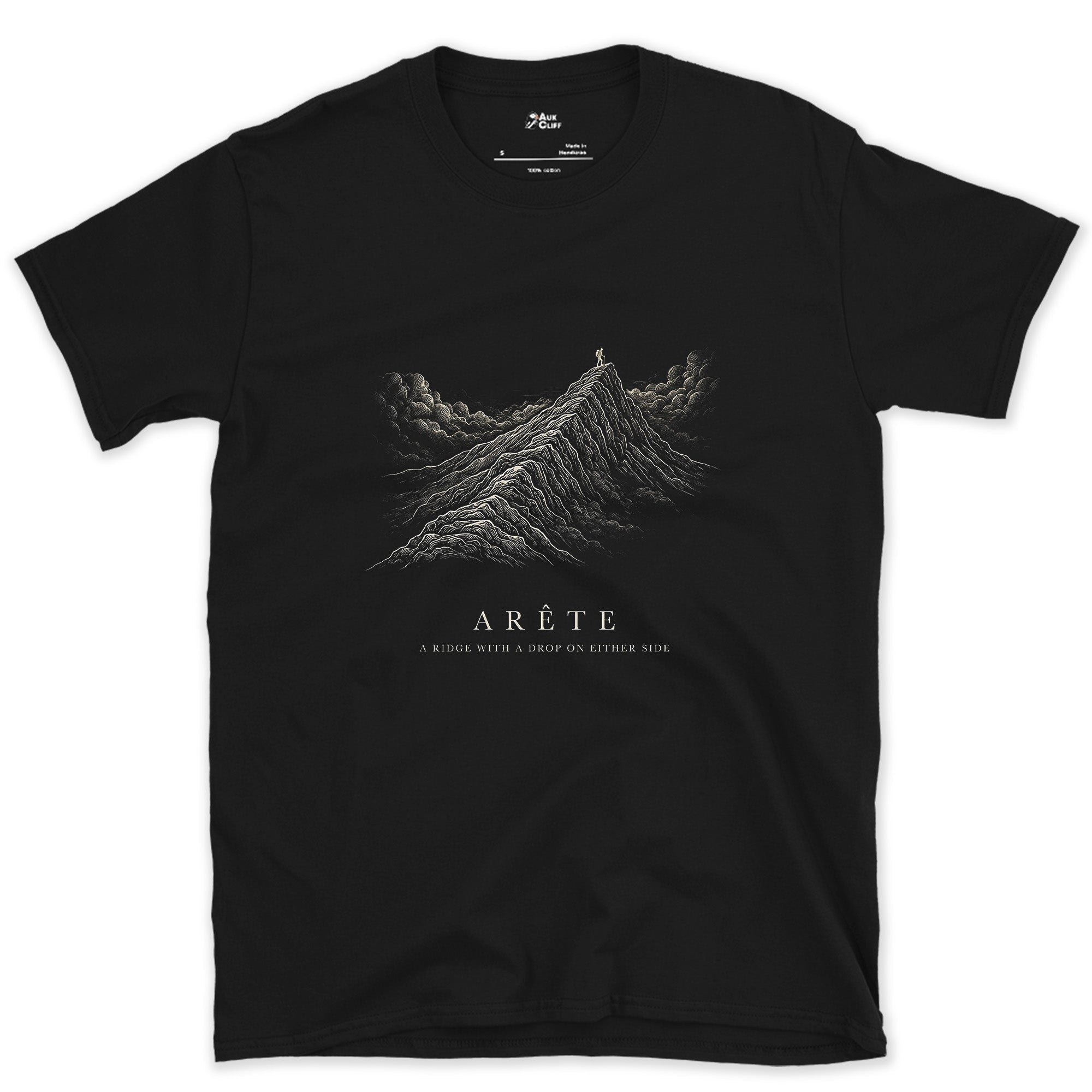 Arete, No Room for a Wrong Step design on a Black Gildan Softstyle t-shirt
