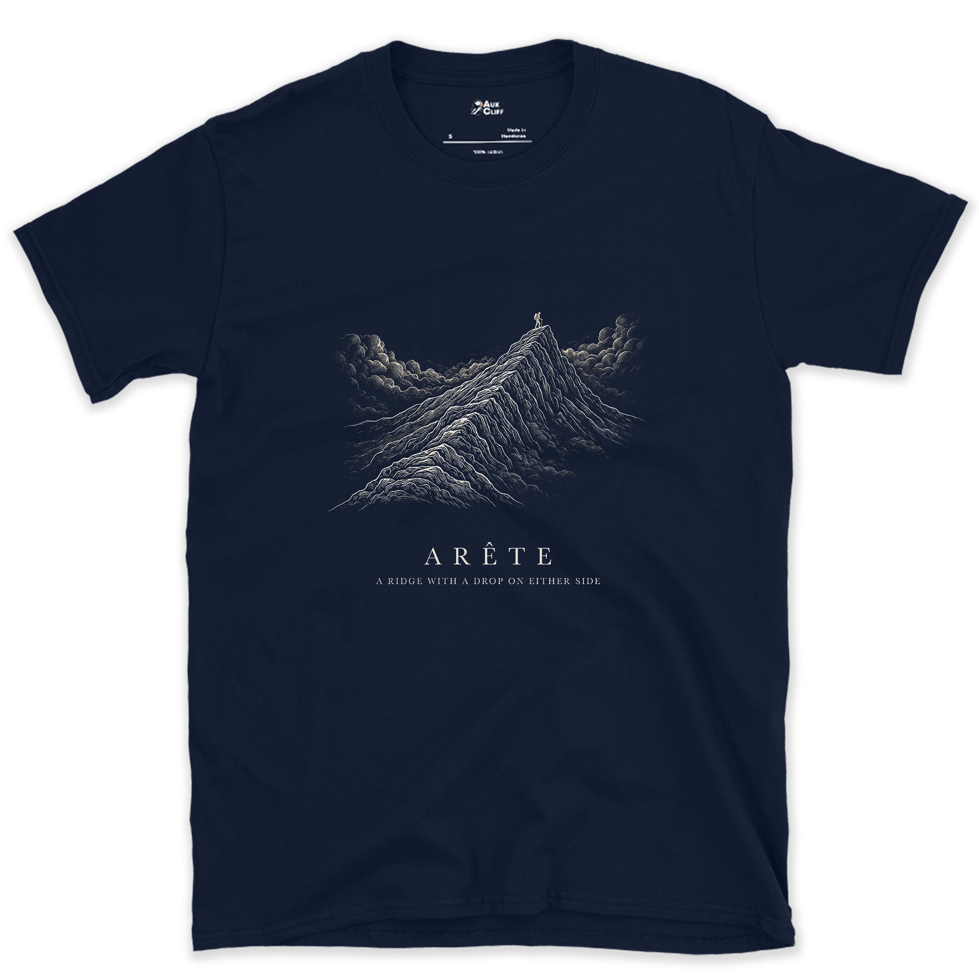 Arete, No Room for a Wrong Step design on a Navy Gildan Softstyle t-shirt