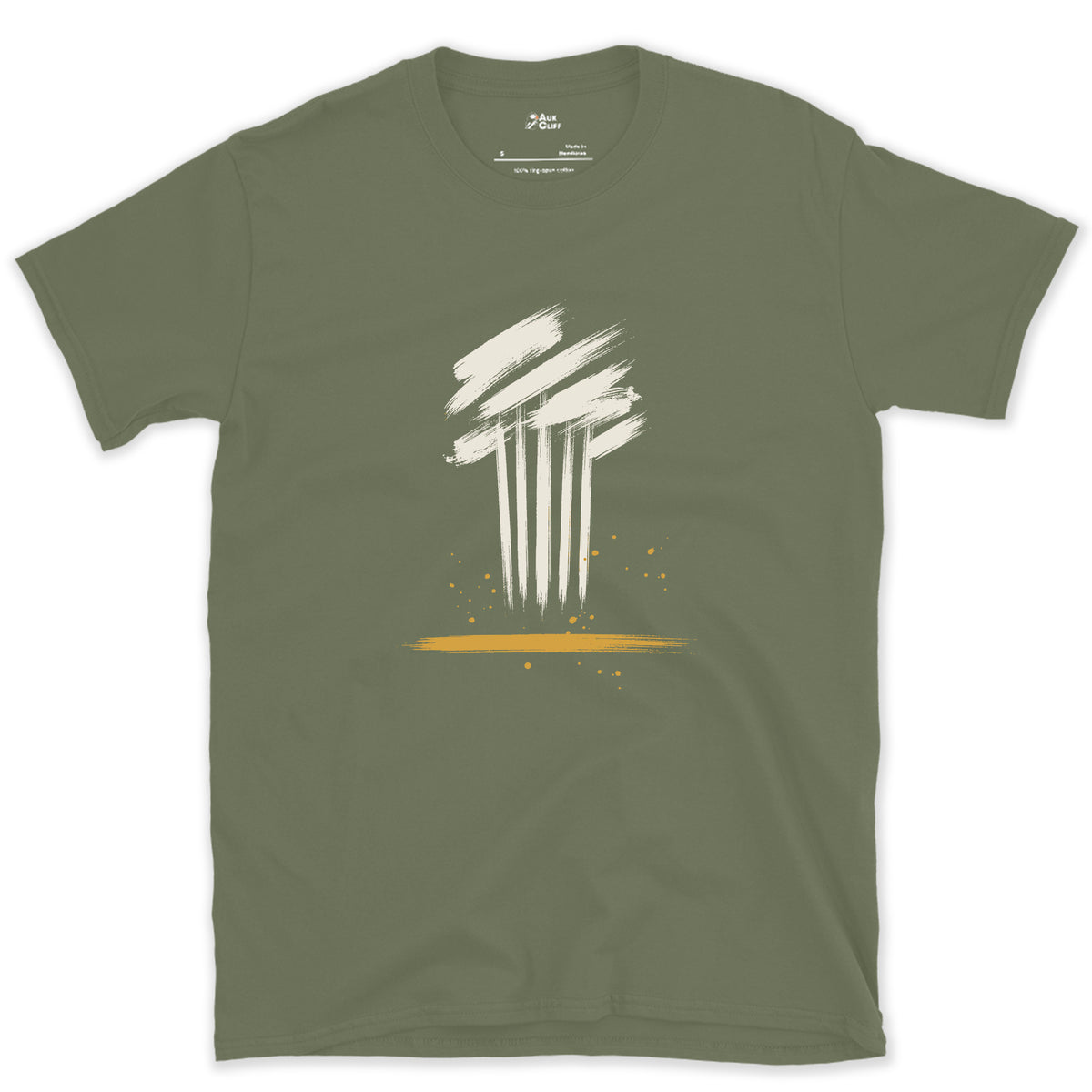 Aspen, All Standing Straight design on a Military Green Gildan Softstyle t-shirt