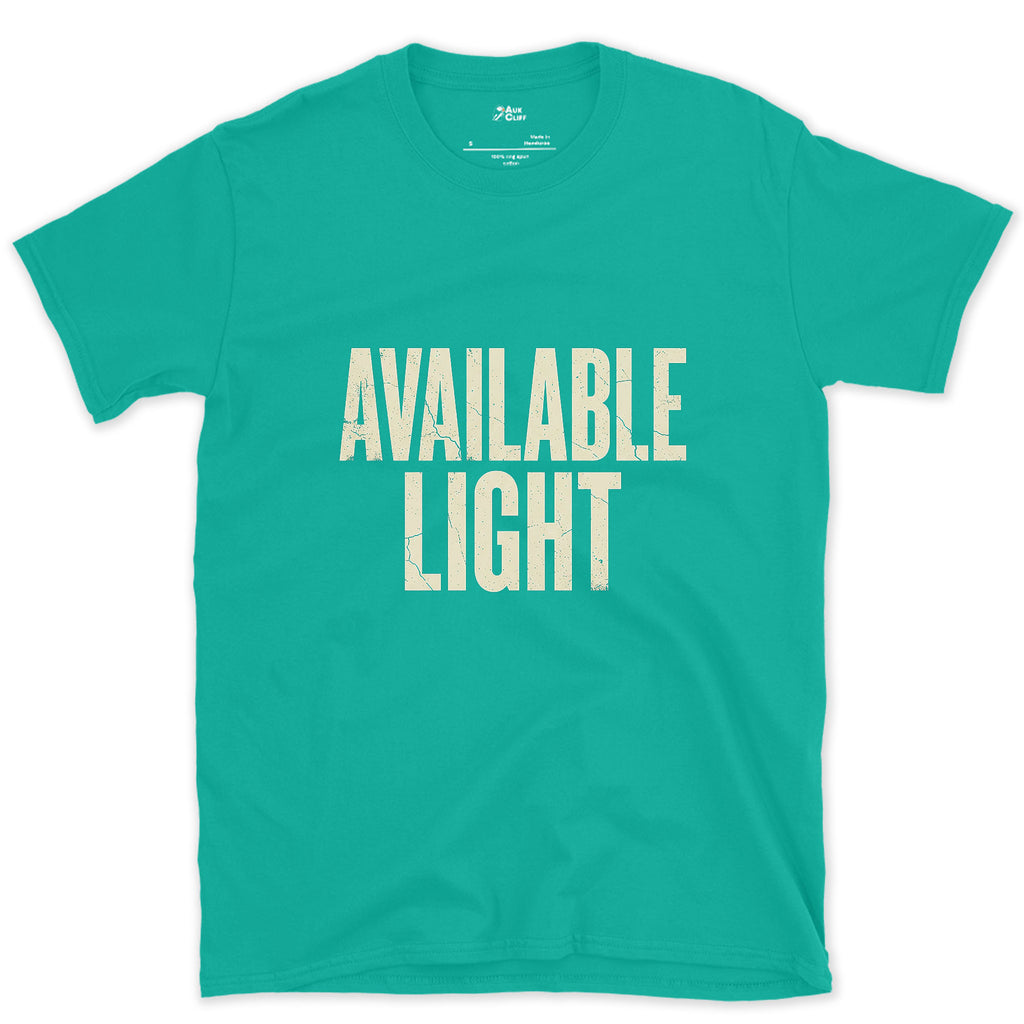 Available Light Only, Photography design on a Jade Dome Gildan Softstyle t-shirt