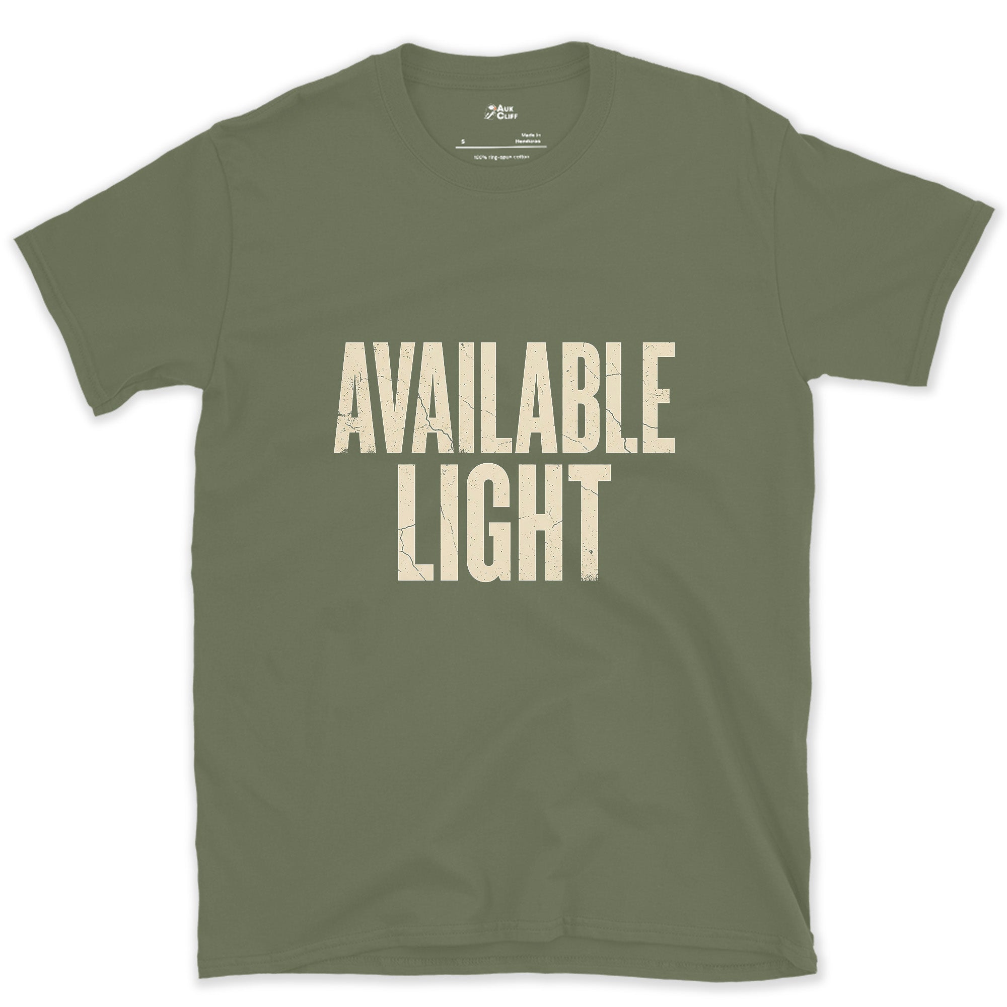 Available Light Only, Photography design on a Military Green Gildan Softstyle t-shirt