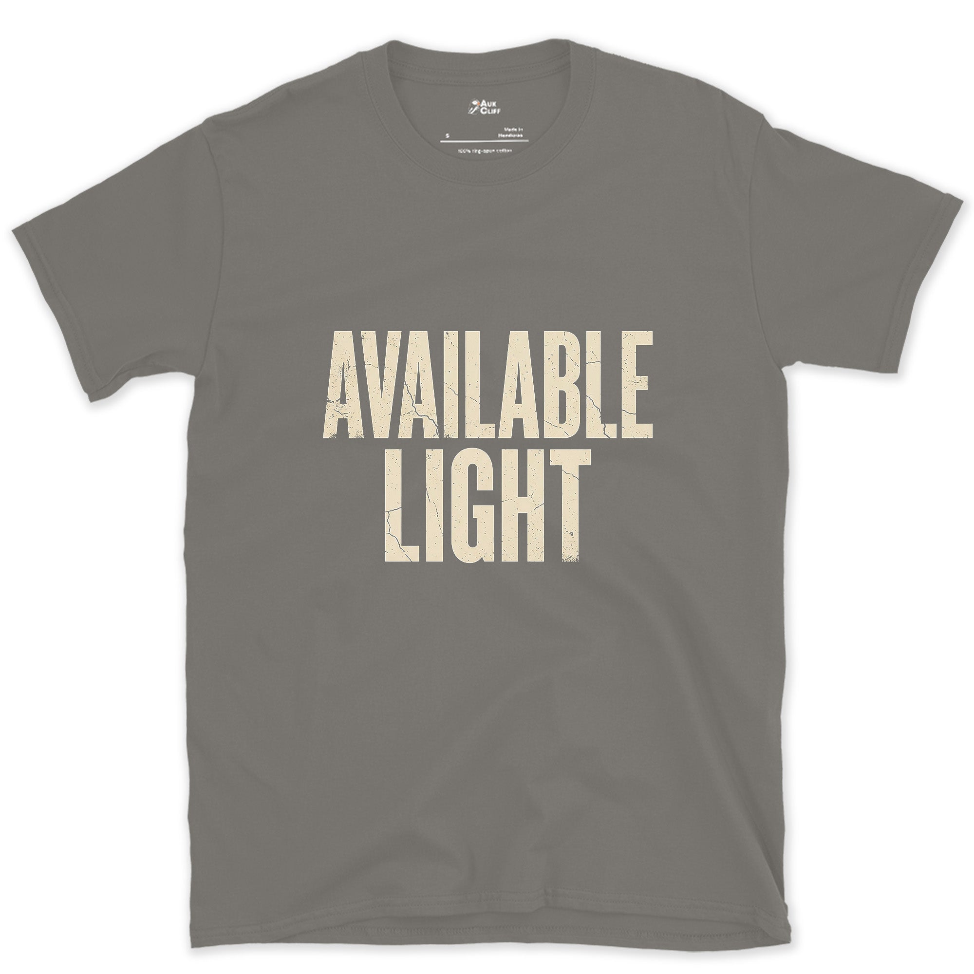 Available Light Only, Photography design on a Charcoal Gildan Softstyle t-shirt