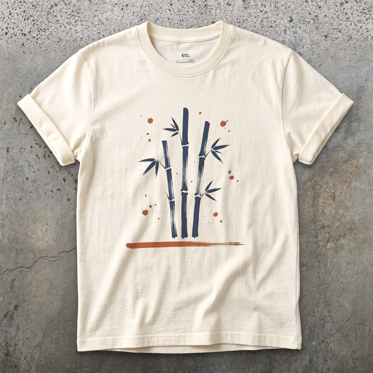 Bamboo design on a Natural Gildan Softstyle t-shirt