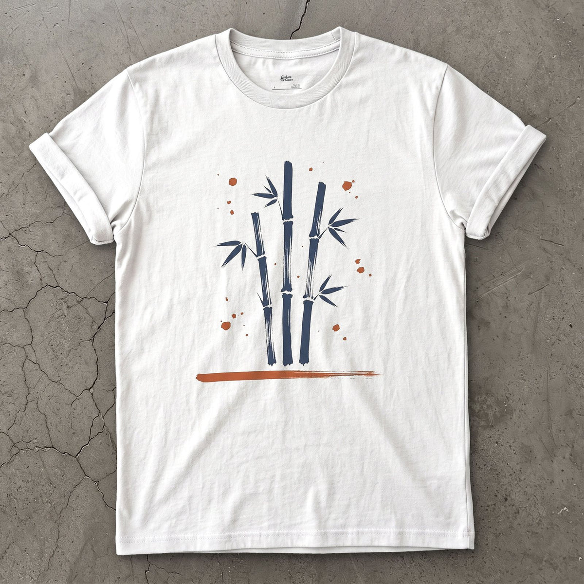 Bamboo design on a White Gildan Softstyle t-shirt
