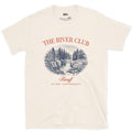The River Club, Over a Waterfall design on a Natural Gildan Softstyle t-shirt
