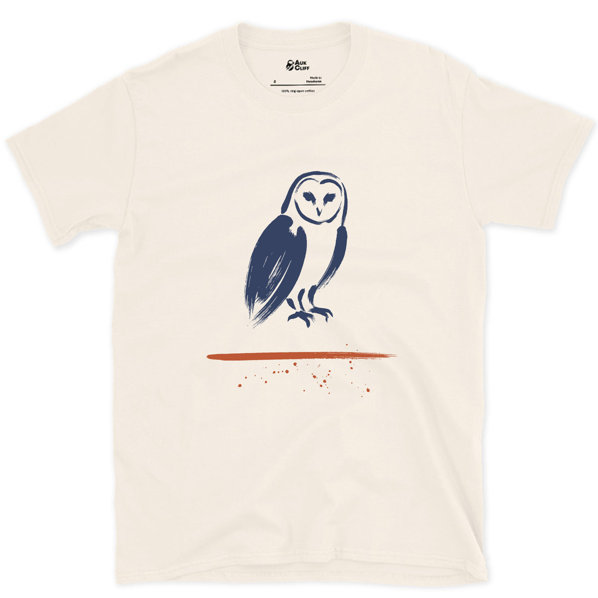 Barn Owl, Face Left Blank design on a Natural Gildan Softstyle t-shirt