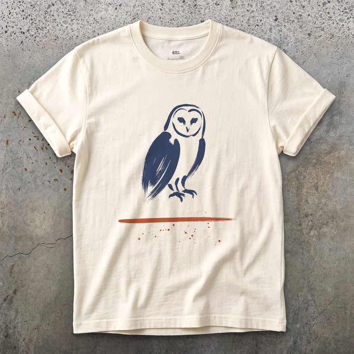 Barn Owl, Face Left Blank design on a Natural Gildan Softstyle t-shirt