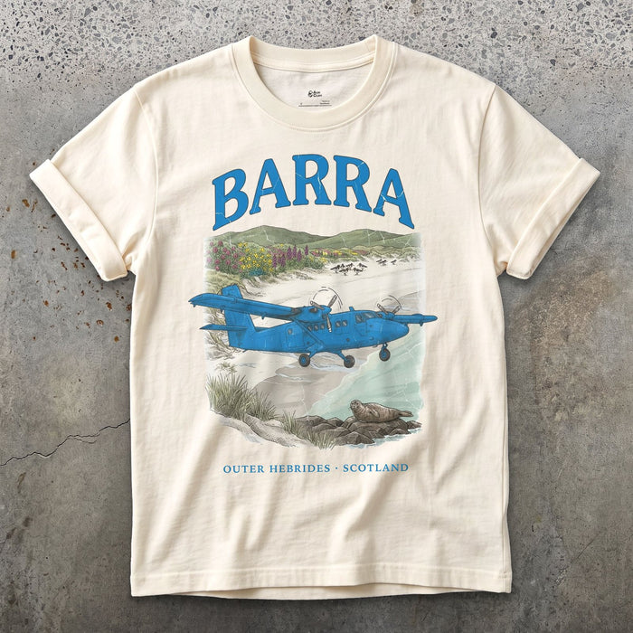 Barra Bush Plane design on a Natural Gildan Softstyle t-shirt