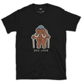 Base Layer, Woolly Mammoth Hiker design on a Black Gildan Softstyle t-shirt