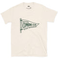 First Up on the Wall, Basecamp Climbing Club design on a Natural Gildan Softstyle t-shirt