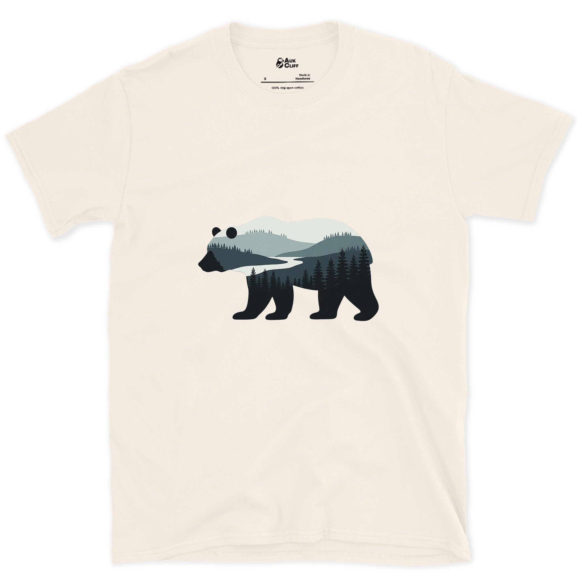 Mountain Held Inside a Bear design on a Natural Gildan Softstyle t-shirt